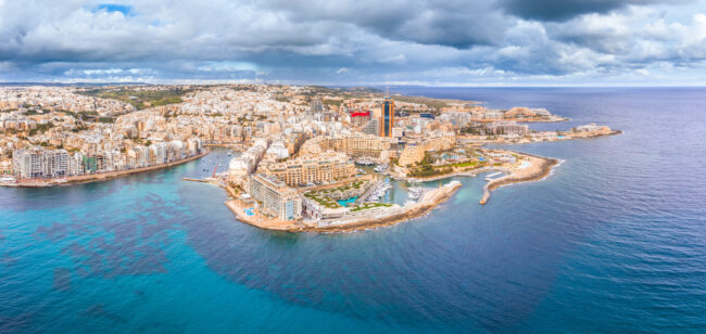 Seaside resort town of Sliema, Malta, Aerial view